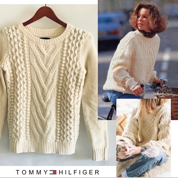 Tommy Hilfiger Cable Knit Wool Blend Sweater - Picture 1 of 11